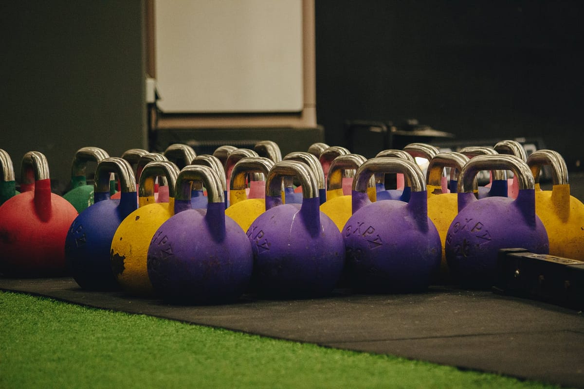 kettlebells in fitness gym